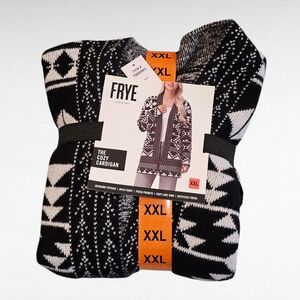 FRYE Women's The Cozy Cardigan Jacquard Pattern Open Front Size XXL